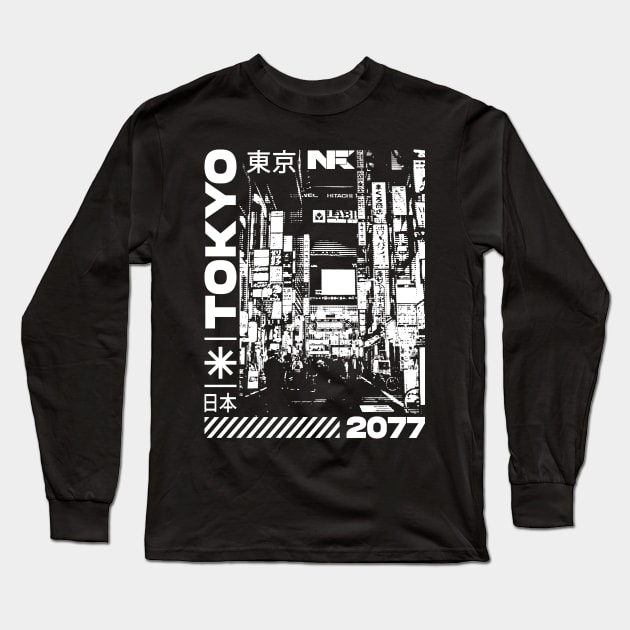 Tokyo Japan 2077 Long Sleeve T-Shirt by nefuku